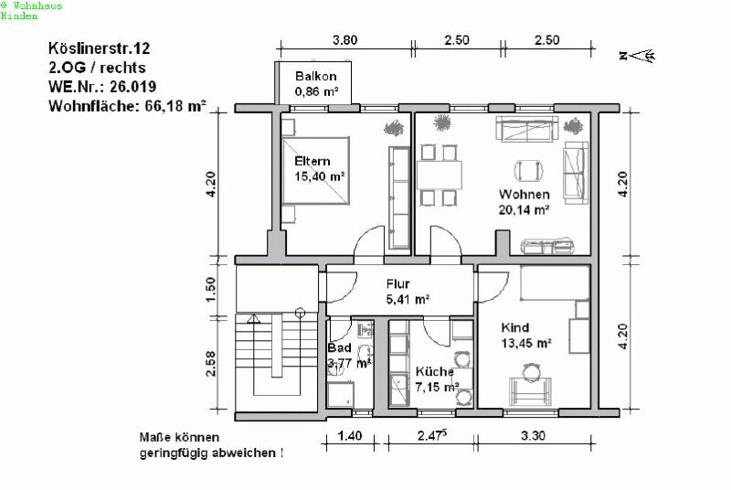 Wohnung zur Miete 625 € 3 Zimmer 67,6 m²<br/>Wohnfläche ab sofort<br/>Verfügbarkeit Kösliner Str. 12 Rodenbeck 1 Minden 32427