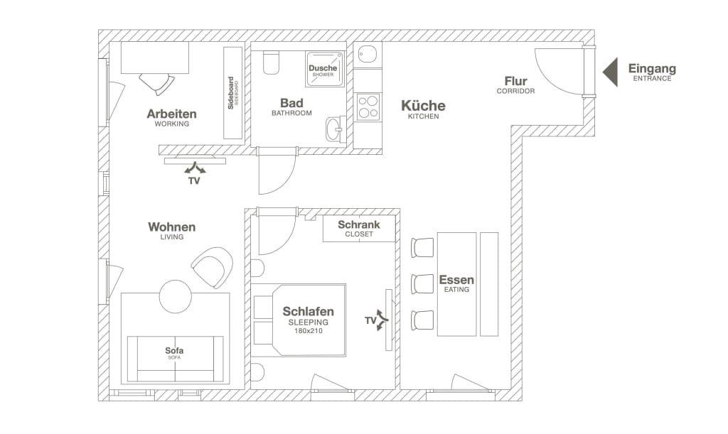 Wohnung zur Miete Wohnen auf Zeit 2.160 € 1 Zimmer 46 m²<br/>Wohnfläche ab sofort<br/>Verfügbarkeit Bahnstadtchaussee Opladen Leverkusen 51379