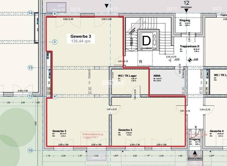 Bürofläche zur Miete - Erstbezug 135,4 m² Bürofläche teilbar ab 135,4 m² Löbervorstadt Erfurt 99096