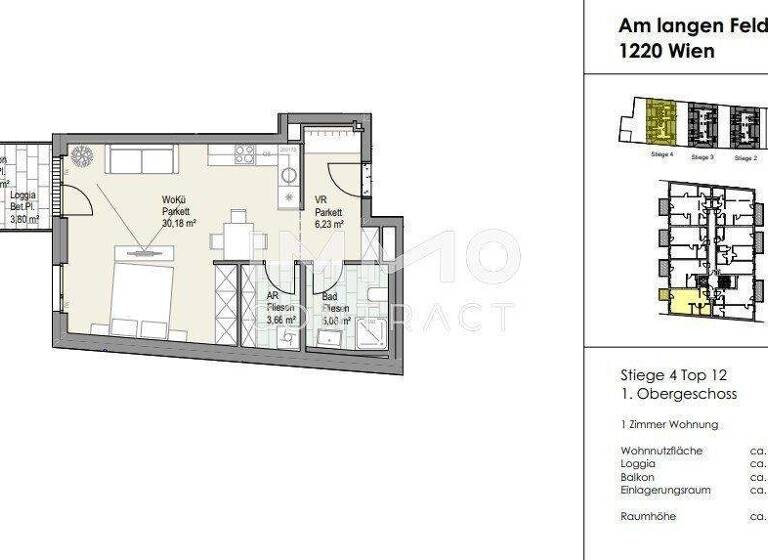 Studio zum Kauf - Erstbezug 324.800 € 1 Zimmer 45,1 m² Wien 1220
