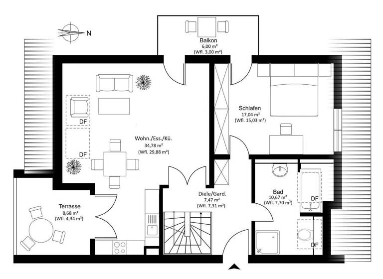 Wohnung zur Miete 1.600 € 3 Zimmer 87 m² 2. Geschoss Kniggestraße 12 Ramersdorf-Perlach München 81739