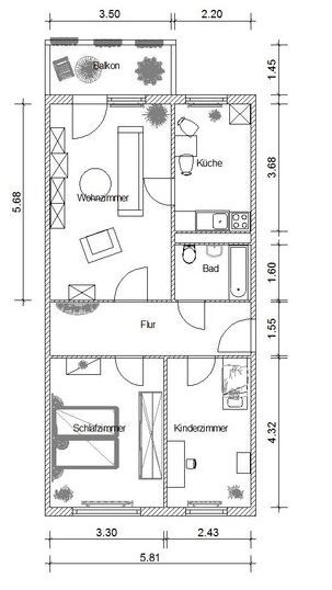 Wohnung zur Miete 435 € 3 Zimmer 69,3 m²<br/>Wohnfläche 7.<br/>Geschoss 01.01.2025<br/>Verfügbarkeit Ludwigsburger Str. 18 Grünau - Mitte Leipzig 04209