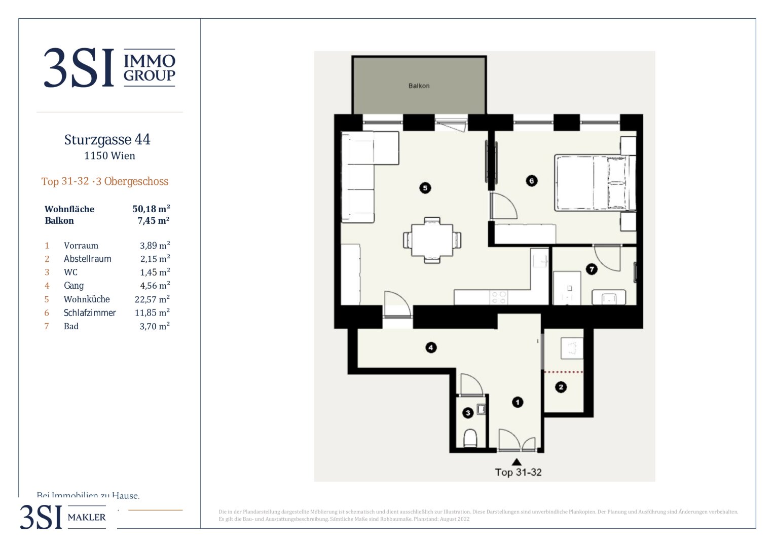 Wohnung zum Kauf 349.000 € 2 Zimmer 50,2 m²<br/>Wohnfläche 3.<br/>Geschoss Sturzgasse 44 Wien 1150