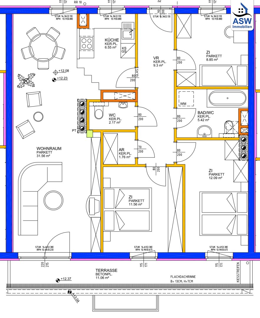 Wohnung zum Kauf 305.000 € 4 Zimmer 89,3 m²<br/>Wohnfläche 4.<br/>Geschoss Andreas-Hofer-Platz Waldegg Linz 4020