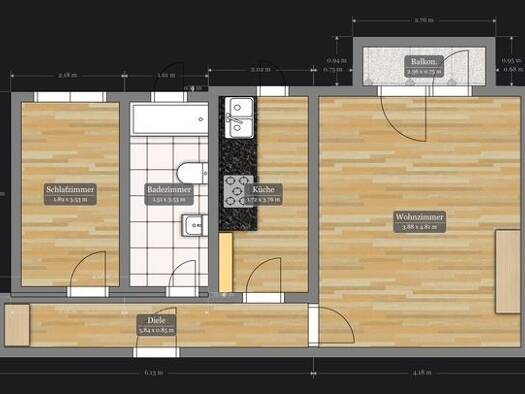 Wohnung zur Miete 530 € 2 Zimmer 53,1 m² 1. Geschoss Wilhelmstraße 66 Mitte Dortmund 44137
