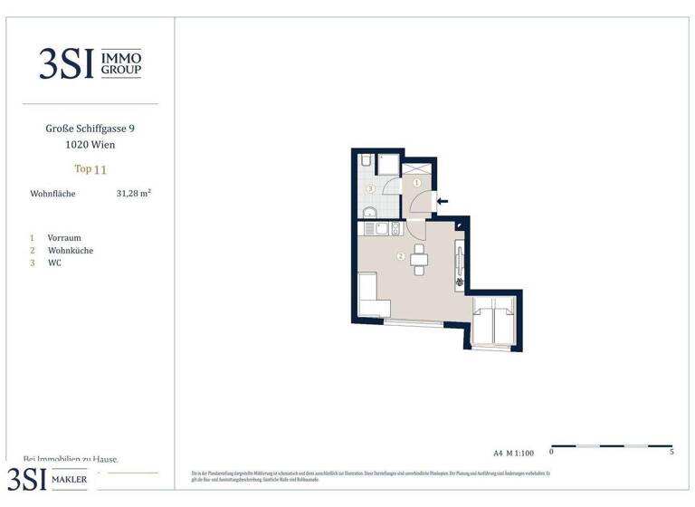 Studio zum Kauf - Erstbezug 289.000 € 1 Zimmer 30,4 m² 4. Geschoss Große Schiffgasse 9 Wien 1020