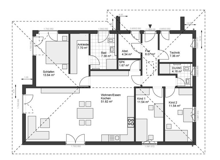 Bungalow zum Kauf provisionsfrei 225.261 € 4 Zimmer 125 m² 1.260 m² Grundstück Klockow Galenbeck 17099