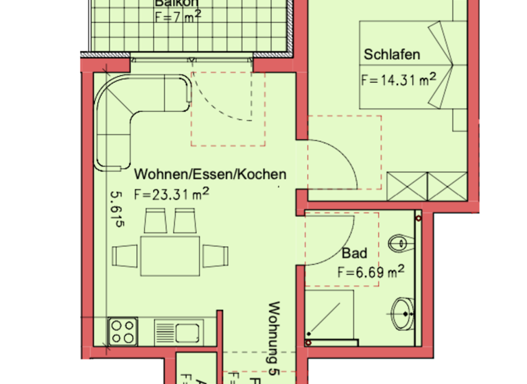 Wohnung zur Miete - Erstbezug 690 € 2 Zimmer 50,7 m² 1. Geschoss frei ab 01.07.2026 Mattenstraße 12 Urloffen Appenweier 77767
