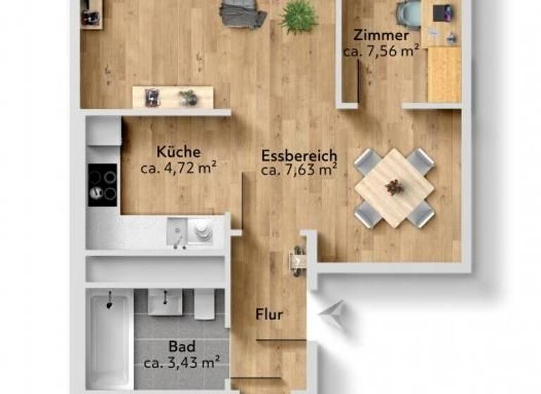 Wohnung zur Miete 324 € 3 Zimmer 56,3 m² 6. Geschoss Dr.-Salvador-Allende-Straße 92 Kappel Chemnitz 09119