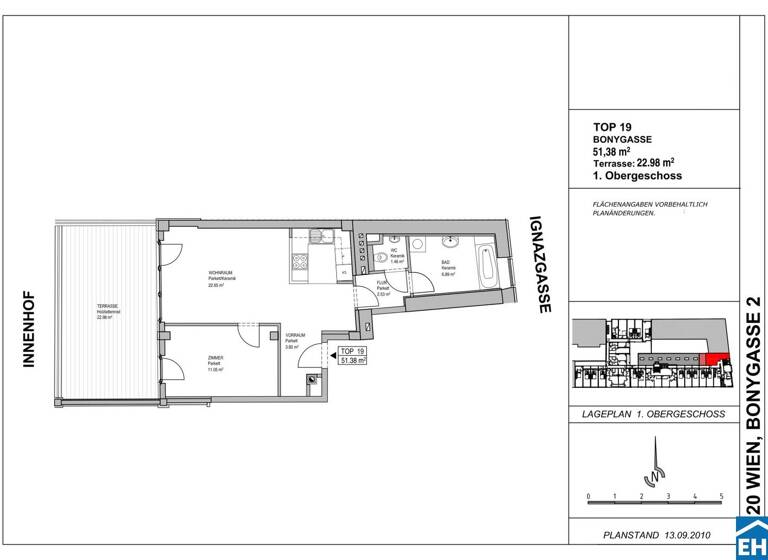 Wohnung zum Kauf 299.000 € 2 Zimmer 51,4 m² 1. Geschoss Wien 1120