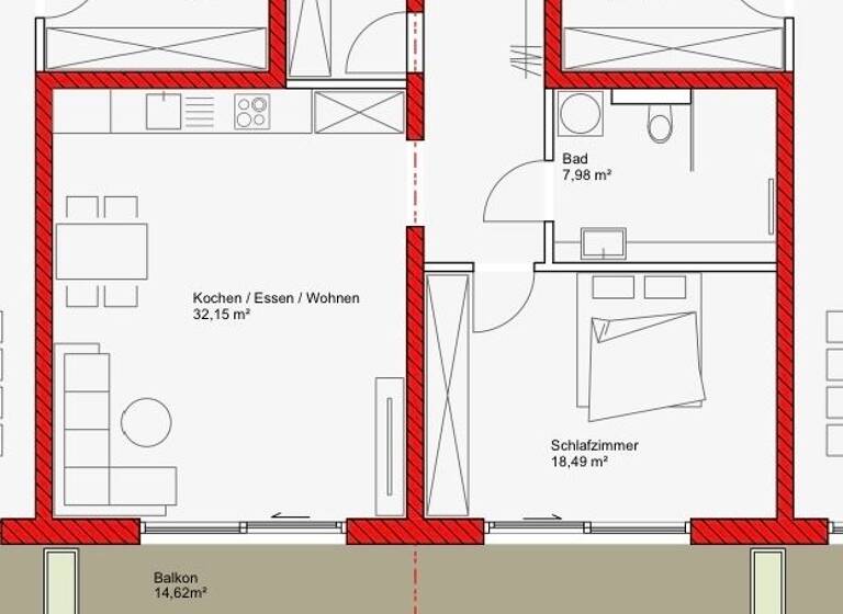 Wohnung zur Miete 925 € 2 Zimmer 82 m² 1. Geschoss Bäckerreut Tiefenbach 94113