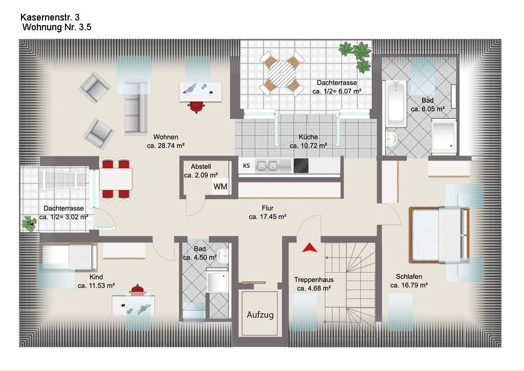 Wohnung zum Kauf provisionsfrei 759.000 € 3 Zimmer 109 m²<br/>Wohnfläche Schönbrunn Landshut 84036