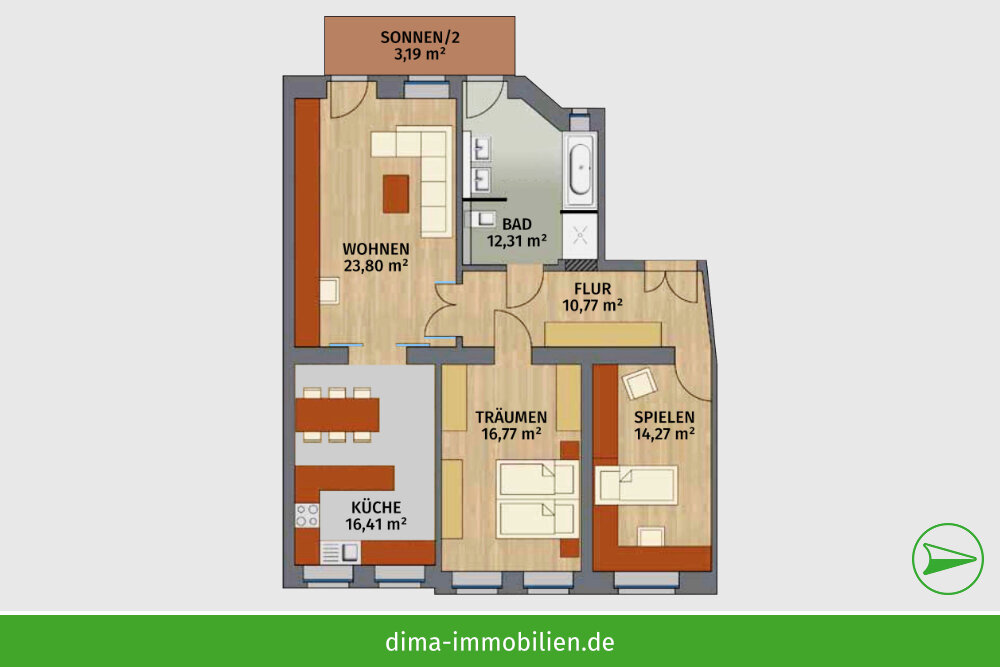 Wohnung zum Kauf 319.000 € 3 Zimmer 97,5 m²<br/>Wohnfläche 1.<br/>Geschoss Sommerfelder Straße 8 Stötteritz Leipzig 04299