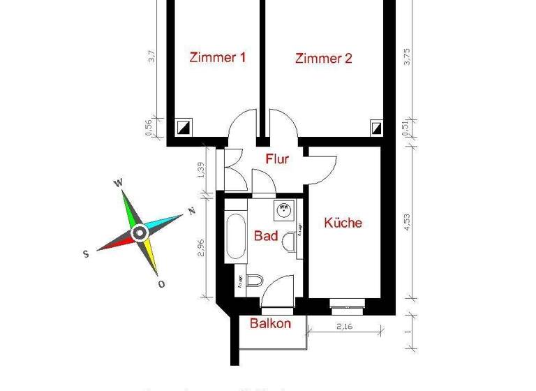 Wohnung zur Miete 337 € 2 Zimmer 45,1 m² 2. Geschoss frei ab sofort Hofer Str. 62a Reudnitz-Thonberg Leipzig 04317