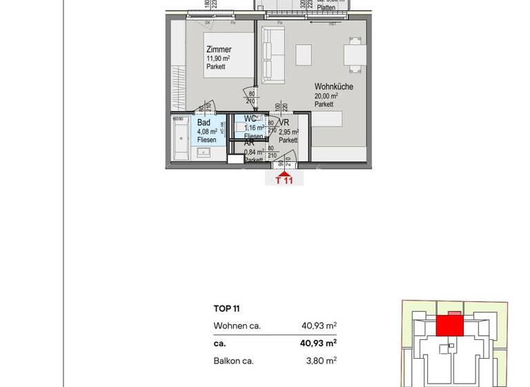Wohnung zum Kauf - Erstbezug provisionsfrei 345.000 € 2 Zimmer 40,9 m² 1. Geschoss Wien 1140