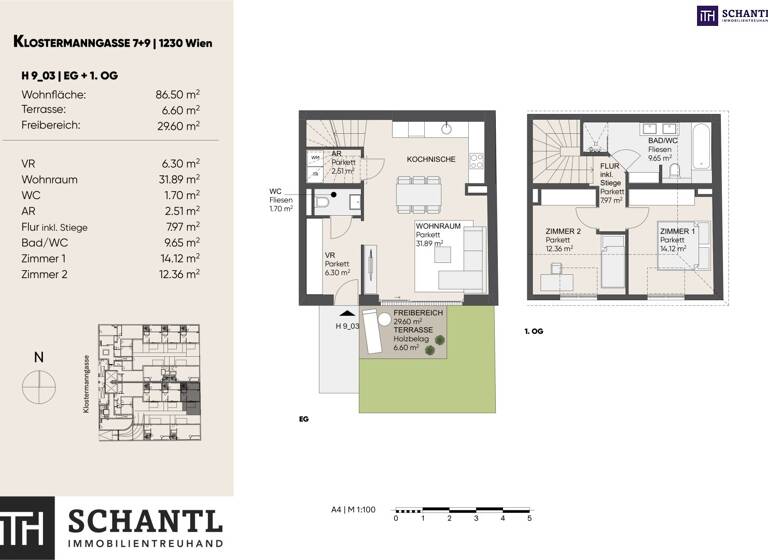 Reihenendhaus zum Kauf - Erstbezug 489.000 € 3 Zimmer 86,5 m² Klostermanngasse Wien 1230