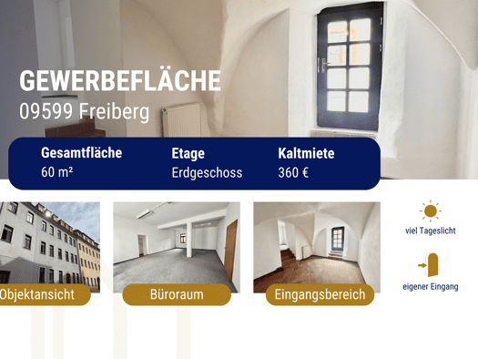 Bürofläche zur Miete provisionsfrei 360 € 2 Zimmer Freiberg Freiberg 09599