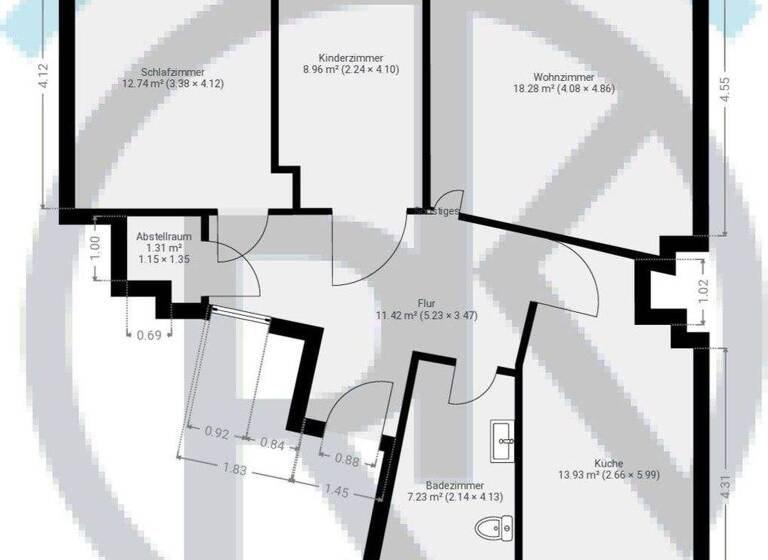Wohnung zur Miete 670 € 3 Zimmer 67 m² 1. Geschoss frei ab sofort Wielandstraße 26 Paulusviertel Halle 06114
