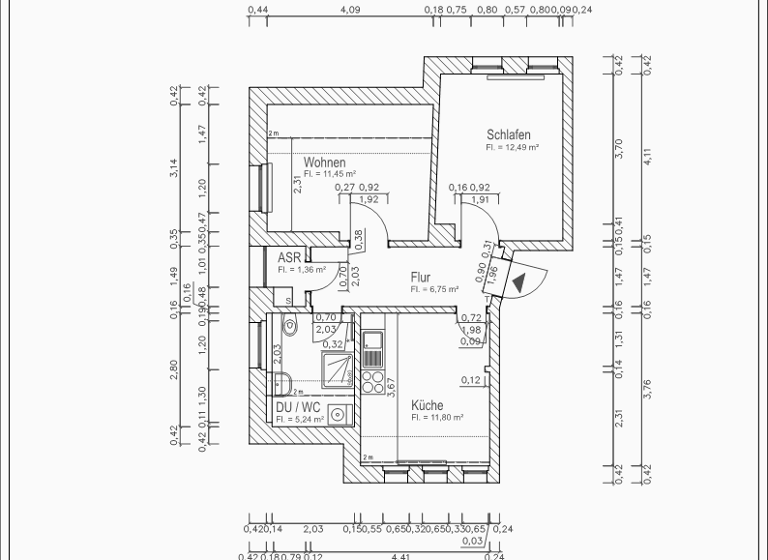 Wohnung zur Miete 324 € 2 Zimmer 49,2 m² 2. Geschoss Max-Saupe-Str. 26 Ebersdorf Chemnitz 09131