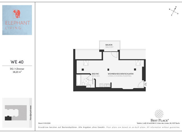 Studio zum Kauf provisionsfrei 188.000 € 1 Zimmer 38,2 m² 4. Geschoss Handjerystraße 36 Adlershof Berlin 12489