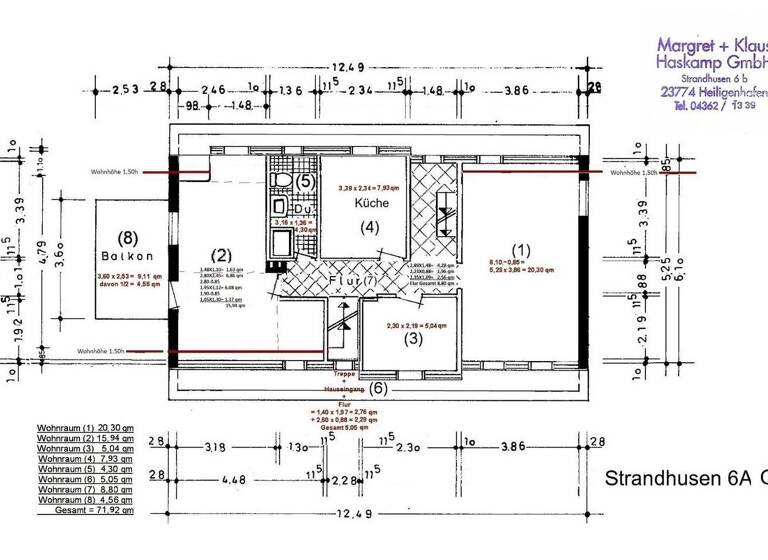 Wohnung zur Miete 648 € 2,5 Zimmer 72 m² Geschoss 1/2 frei ab sofort Heiligenhafen 23774