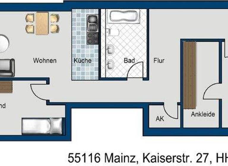 Wohnung zur Miete 1.491 € 3 Zimmer 118,4 m² 2. Geschoss frei ab 02.05.2026 Kaiserstr. 27A Altstadt Mainz 55116