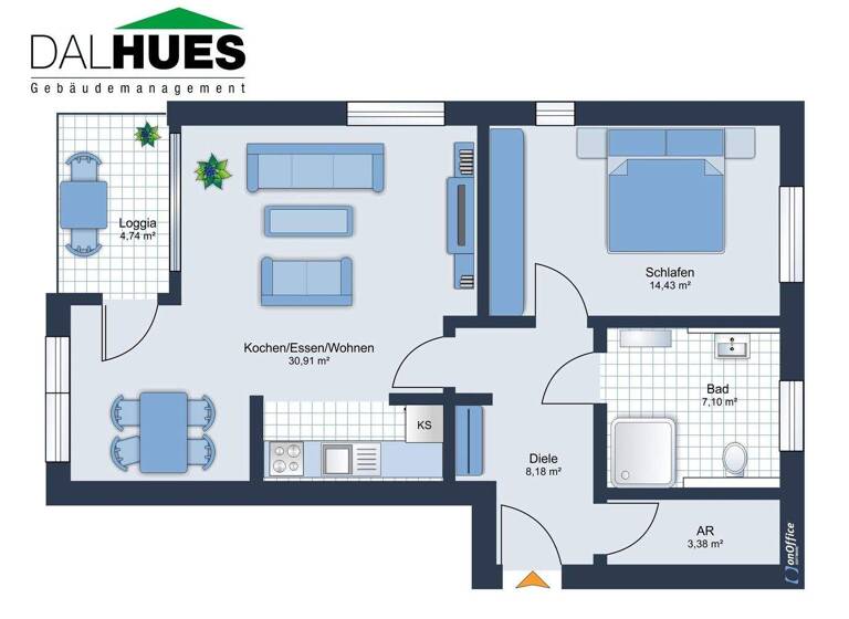 Wohnung zum Kauf 299.500 € 2,5 Zimmer 66,4 m² 1. Geschoss Gemen Borken / Gemen 46325