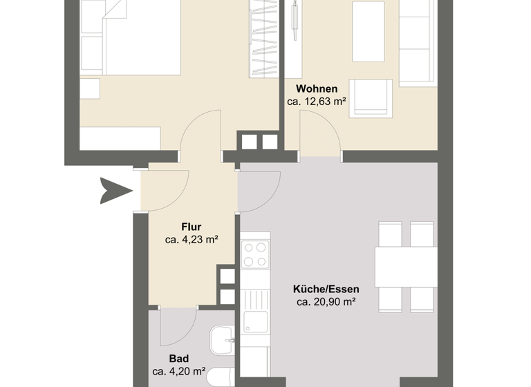 Wohnung zum Kauf 220.000 € 2 Zimmer 57 m² 1. Geschoss Hausham 83734