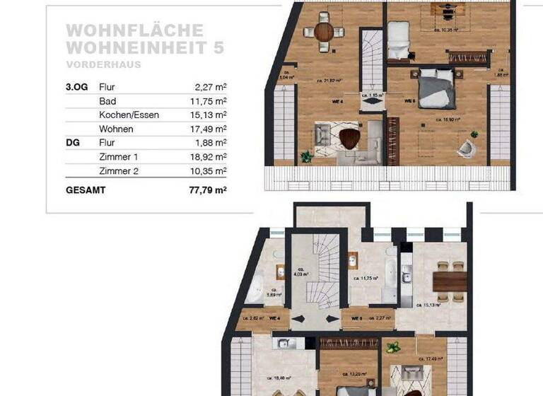 Maisonette zur Miete 1.200 € 2,5 Zimmer 78 m² 3. Geschoss frei ab sofort Badstr. 1A Innenstadt Fürth 90762