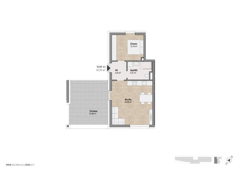 Wohnung zum Kauf - Erstbezug 308.940 € 2 Zimmer 49,4 m² 3. Geschoss Lindweg 13 Geidorf Graz 8010