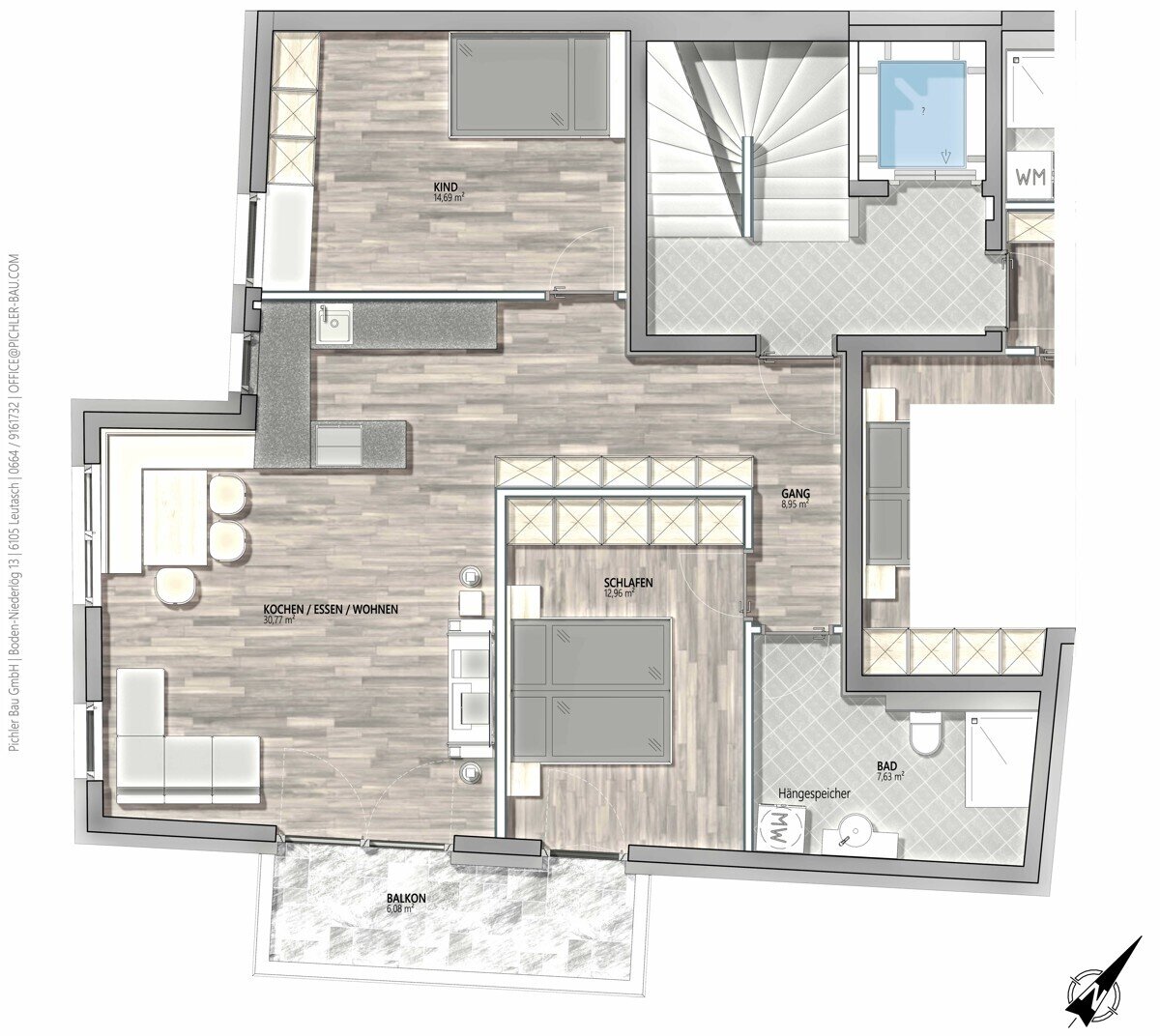 Wohnung zum Kauf provisionsfrei 435.000 € 3 Zimmer 75 m²<br/>Wohnfläche 1.<br/>Geschoss Telfs 6410