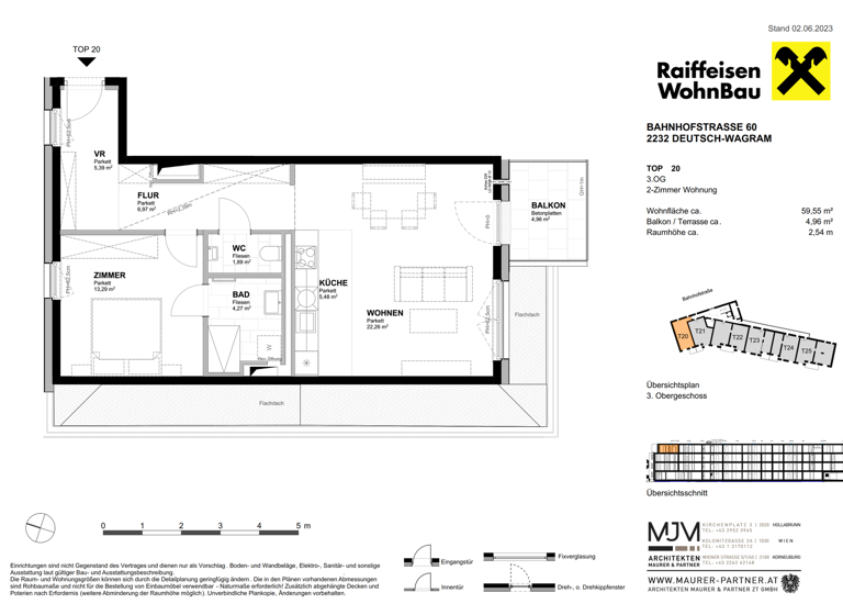 Wohnung zum Kauf provisionsfrei 336.300 € 2 Zimmer 59,6 m² 3. Geschoss Deutsch-Wagram 2232