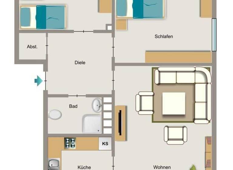 Wohnung zur Miete 530 € 3,5 Zimmer 58,4 m² 1. Geschoss frei ab 01.05.2026 Wickingstraße 48 Altenessen-Süd Essen 45326