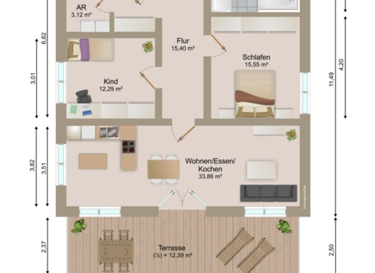 Studio zur Miete - Erstbezug 1.220 € 3 Zimmer 101,8 m² Mitterfels 94360