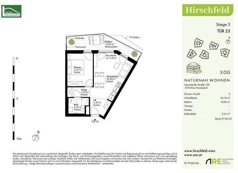 Wohnung zum Kauf - Erstbezug provisionsfrei 250.600 € 2 Zimmer 45,2 m² 3. Geschoss Gerasdorfer Straße 105 Wien 1210