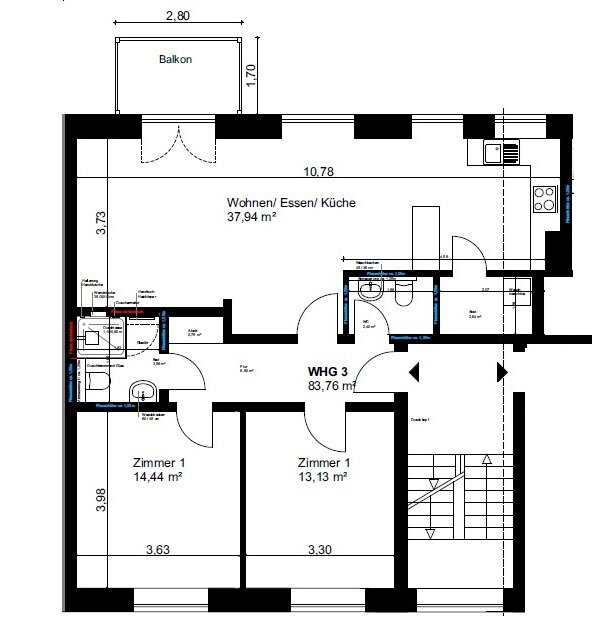 Wohnung zur Miete 1.490 € 3 Zimmer 83 m²<br/>Wohnfläche EG<br/>Geschoss Aegidii Münster 48143