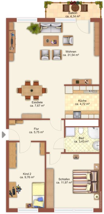 Wohnung zur Miete 392 € 3 Zimmer 69,3 m²<br/>Wohnfläche 2.<br/>Geschoss Paul-Bertz-Straße 57 Helbersdorf 613 Chemnitz 09120