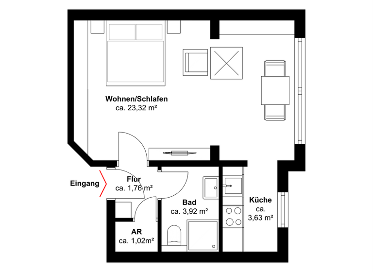 Studio zum Kauf 175.000 € 1 Zimmer 34 m² Binz Ostseebad Binz 18609