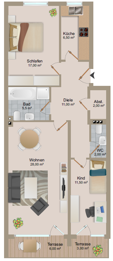 Wohnung zur Miete 1.400 € 3 Zimmer 88 m²<br/>Wohnfläche 1.<br/>Geschoss 01.04.2025<br/>Verfügbarkeit Bramfeld Hamburg 22175