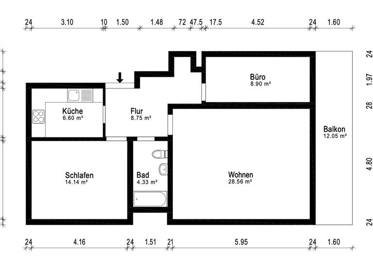 Wohnung zum Kauf 184.900 € 3 Zimmer 77,3 m² 3. Geschoss Breitscheid Ratingen 40885