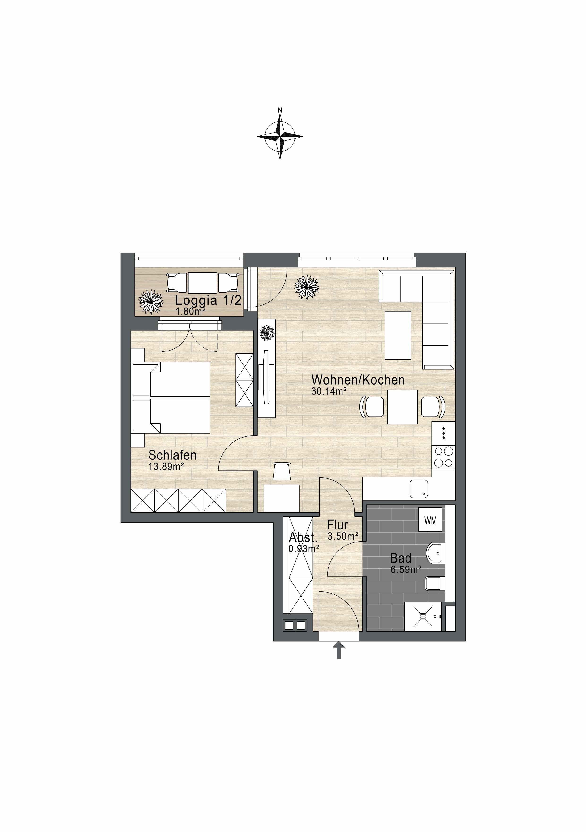 Wohnung zum Kauf 660.000 € 2 Zimmer 56,8 m²<br/>Wohnfläche 4.<br/>Geschoss Parkstadt München 81677