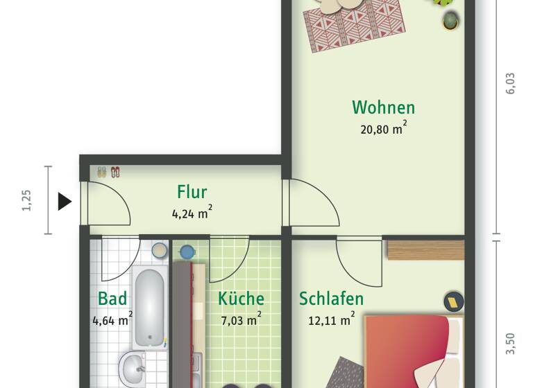 Wohnung zur Miete 366 € 2 Zimmer 48,8 m² 1. Geschoss Tangermünder Str. 29 Westliche Neustadt Halle 06124