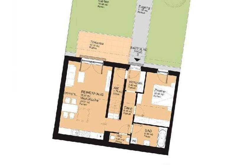 Reihenmittelhaus zum Kauf - Erstbezug 694.000 € 4 Zimmer 95,8 m² Wien,Favoriten 1100