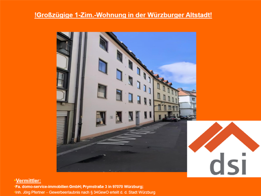 Wohnung zur Miete 425 € 1 Zimmer 44 m² EG frei ab sofort Altstadt Würzburg 97070