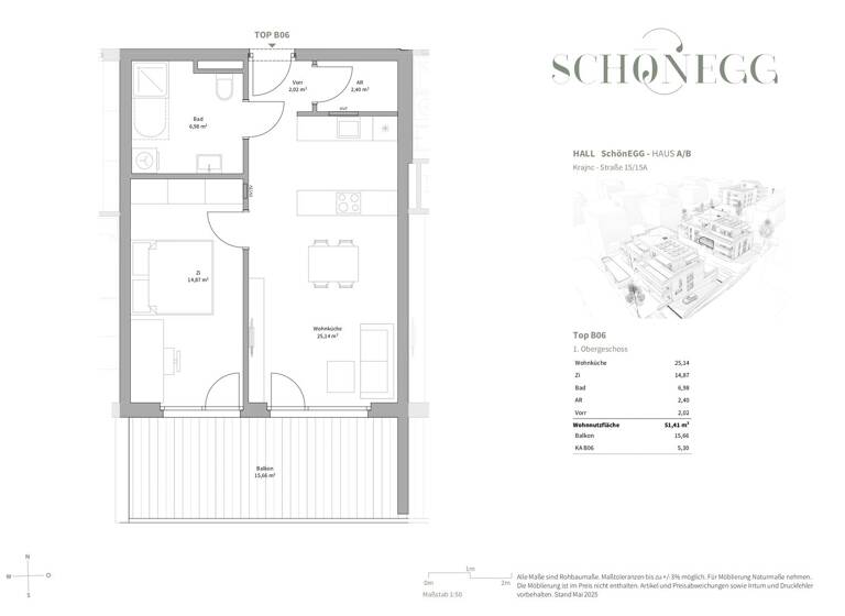Wohnung zum Kauf - Erstbezug 428.850 € 2 Zimmer 51,4 m² 1. Geschoss Hall in Tirol 6060
