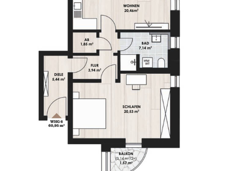 Wohnung zum Kauf 226.900 € 2 Zimmer 66 m² Mistelbach 95511