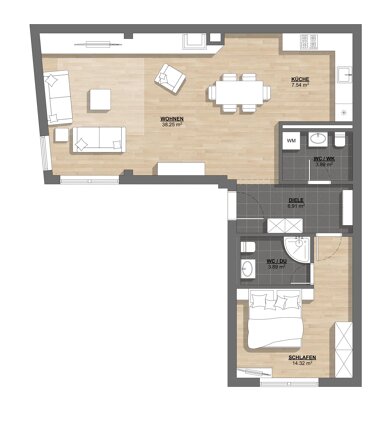 Wohnung zur Miete 722 € 2 Zimmer 74,8 m² Schulstr. 35/1 Gerhausen Gerhausen 89143