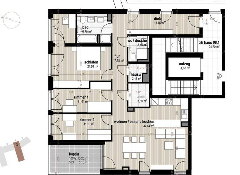 Wohnung zur Miete 2.190 € 4 Zimmer 137,5 m² 5. Geschoss Stadtmitte Neu-Ulm 89231