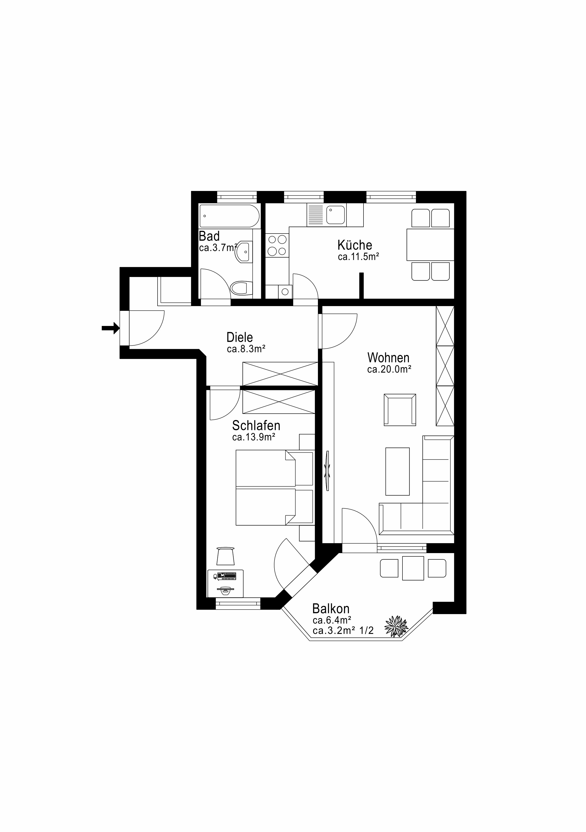 Wohnung zum Kauf 419.900 € 2 Zimmer 60,6 m²<br/>Wohnfläche 1.<br/>Geschoss Altperlach München 81737