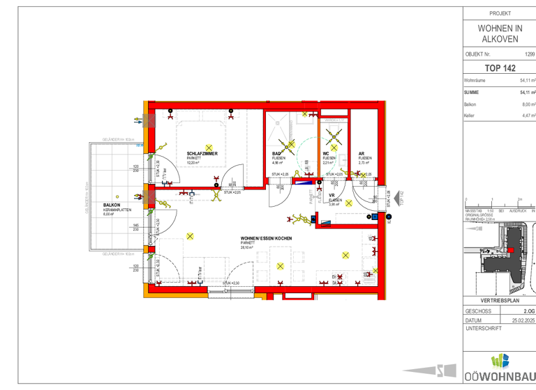 Wohnung zur Miete - Erstbezug 751 € 2 Zimmer 54,1 m² 2. Geschoss Am Dorfplatz 2 Alkoven 4072